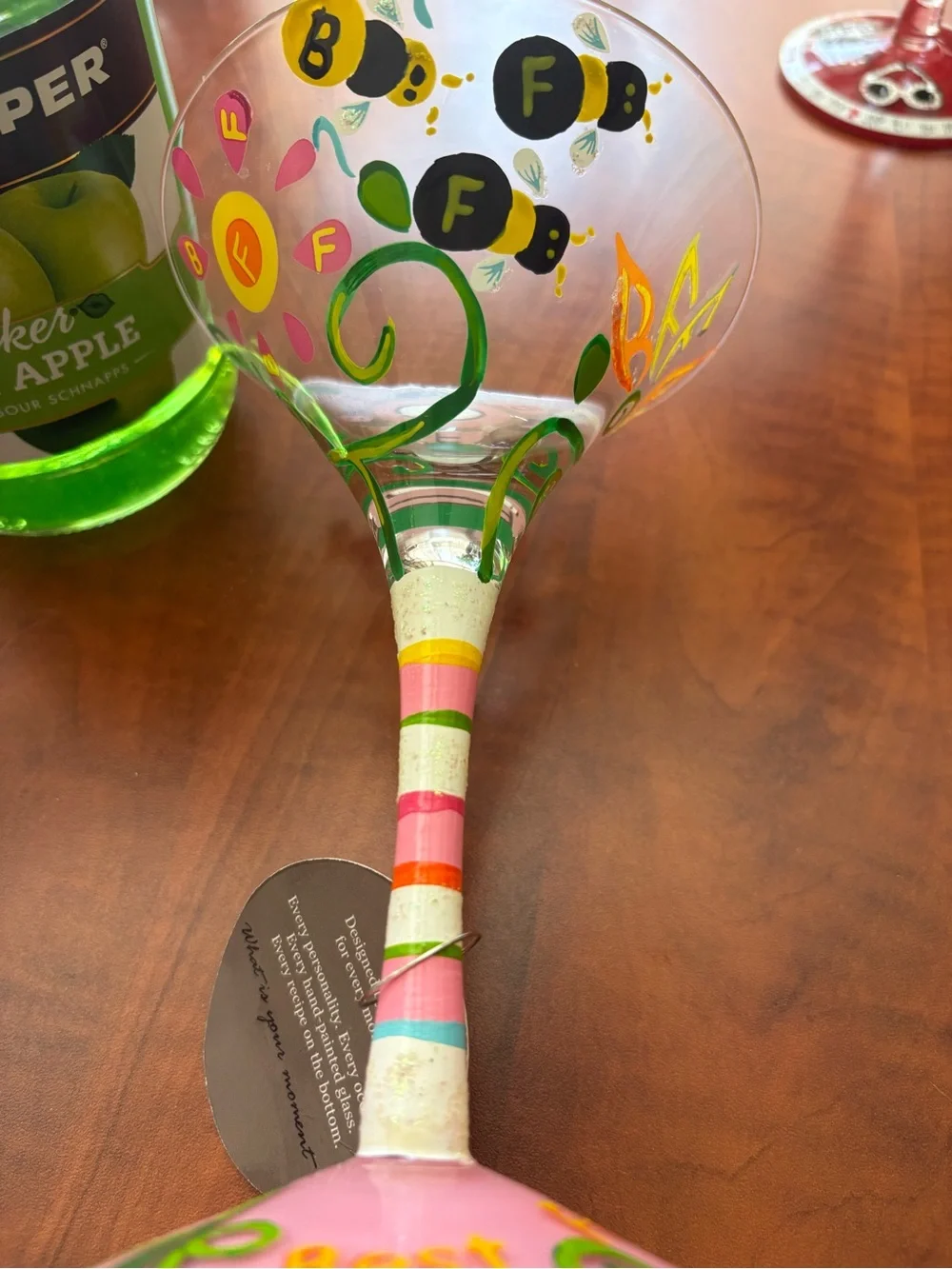Lolita Best Friends Forever Green and PinkTheme Swirl Martini Glass